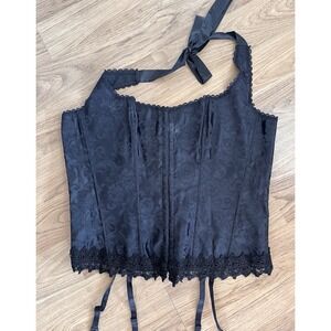 Fredericks of Hollywood Dream Halter Corset Black Size 40 Womens Adjustable